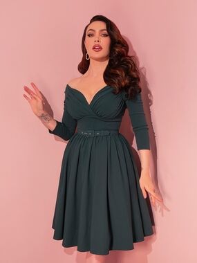 Vixen by Micheline Pitt - Starlet Swing Dress in Green*, Size 2x GUC
